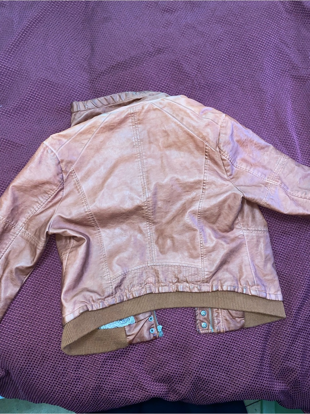 Maurices Copper Brown Faux Leather Bomber Jacket - Picture 6 of 8